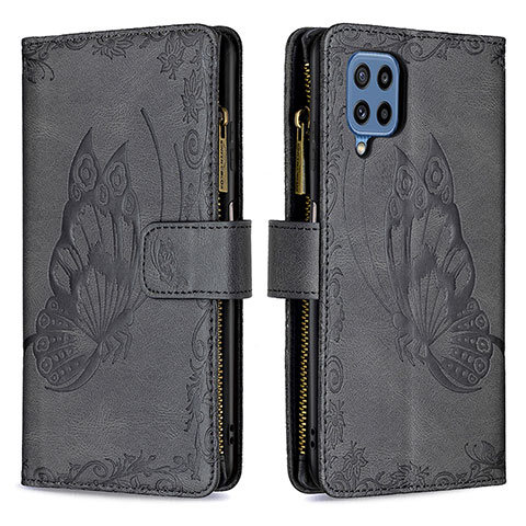 Funda de Cuero Cartera con Soporte Mariposa Carcasa B03F para Samsung Galaxy M32 4G Negro