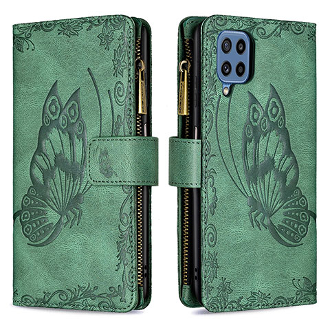 Funda de Cuero Cartera con Soporte Mariposa Carcasa B03F para Samsung Galaxy M32 4G Verde