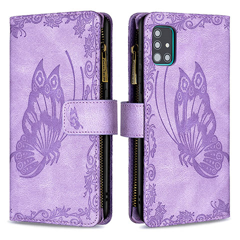 Funda de Cuero Cartera con Soporte Mariposa Carcasa B03F para Samsung Galaxy M40S Purpura Claro