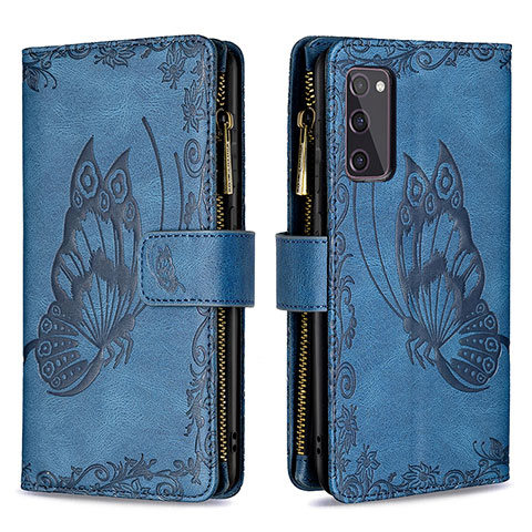 Funda de Cuero Cartera con Soporte Mariposa Carcasa B03F para Samsung Galaxy S20 FE 4G Azul