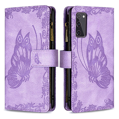 Funda de Cuero Cartera con Soporte Mariposa Carcasa B03F para Samsung Galaxy S20 FE 5G Purpura Claro