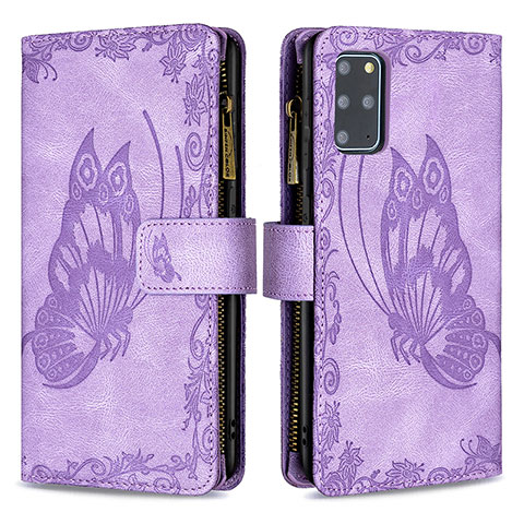 Funda de Cuero Cartera con Soporte Mariposa Carcasa B03F para Samsung Galaxy S20 Plus 5G Purpura Claro