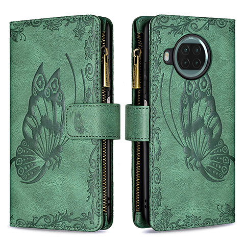 Funda de Cuero Cartera con Soporte Mariposa Carcasa B03F para Xiaomi Mi 10i 5G Verde