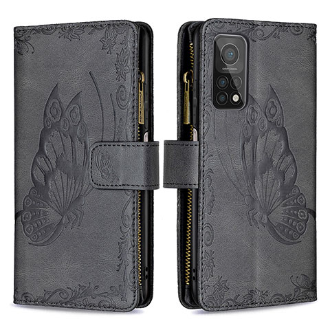 Funda de Cuero Cartera con Soporte Mariposa Carcasa B03F para Xiaomi Mi 10T 5G Negro