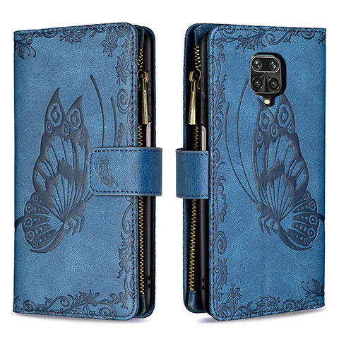 Funda de Cuero Cartera con Soporte Mariposa Carcasa B03F para Xiaomi Poco M2 Pro Azul