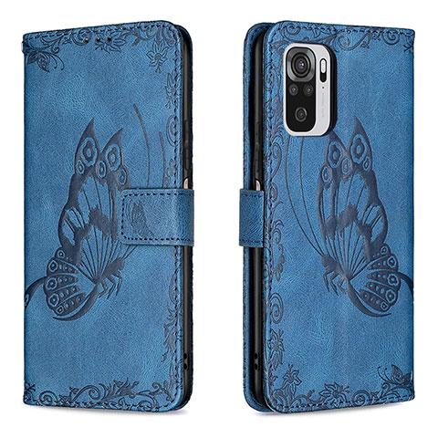 Funda de Cuero Cartera con Soporte Mariposa Carcasa B03F para Xiaomi Poco M5S Azul