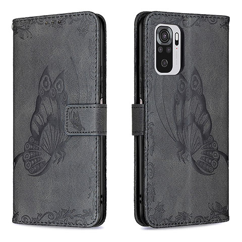 Funda de Cuero Cartera con Soporte Mariposa Carcasa B03F para Xiaomi Poco M5S Negro