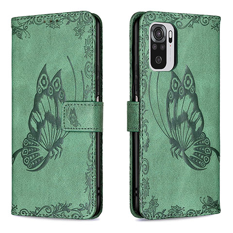 Funda de Cuero Cartera con Soporte Mariposa Carcasa B03F para Xiaomi Poco M5S Verde