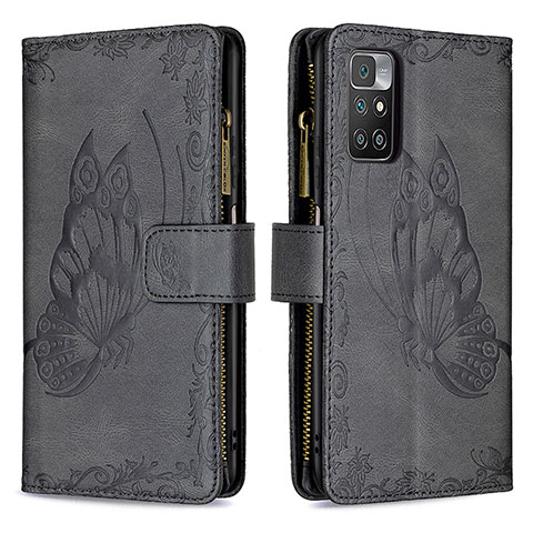 Funda de Cuero Cartera con Soporte Mariposa Carcasa B03F para Xiaomi Redmi 10 4G Negro