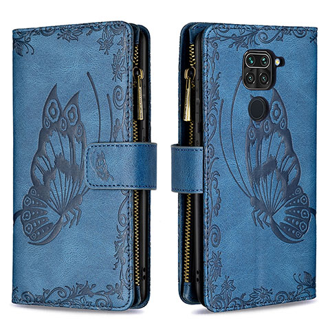 Funda de Cuero Cartera con Soporte Mariposa Carcasa B03F para Xiaomi Redmi 10X 4G Azul