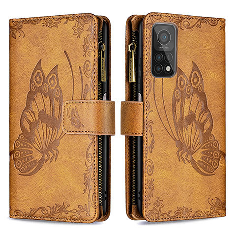 Funda de Cuero Cartera con Soporte Mariposa Carcasa B03F para Xiaomi Redmi K30S 5G Marron