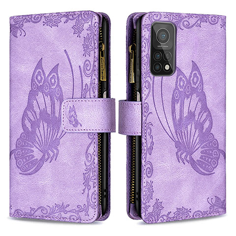 Funda de Cuero Cartera con Soporte Mariposa Carcasa B03F para Xiaomi Redmi K30S 5G Purpura Claro