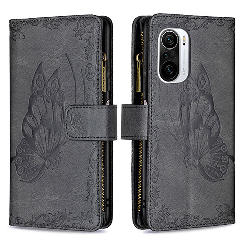 Funda de Cuero Cartera con Soporte Mariposa Carcasa B03F para Xiaomi Redmi K40 5G Negro