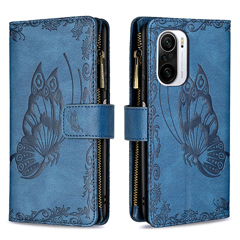 Funda de Cuero Cartera con Soporte Mariposa Carcasa B03F para Xiaomi Redmi K40 Pro+ Plus 5G Azul