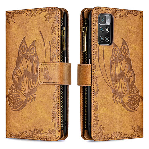 Funda de Cuero Cartera con Soporte Mariposa Carcasa B03F para Xiaomi Redmi Note 11 4G (2021) Marron