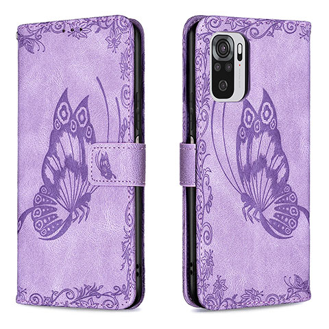 Funda de Cuero Cartera con Soporte Mariposa Carcasa B03F para Xiaomi Redmi Note 11 SE India 4G Purpura Claro