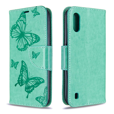 Funda de Cuero Cartera con Soporte Mariposa Carcasa B13F para Samsung Galaxy A01 SM-A015 Verde