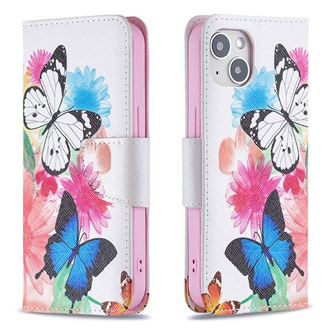 Funda de Cuero Cartera con Soporte Mariposa Carcasa L01 para Apple iPhone 14 Plus Rosa