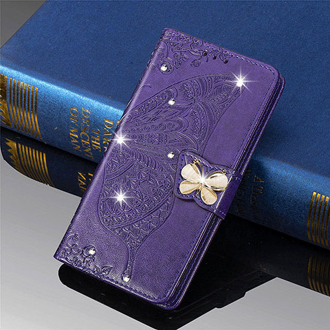 Funda de Cuero Cartera con Soporte Mariposa Carcasa L01 para Xiaomi Mi 11 Lite 4G Morado