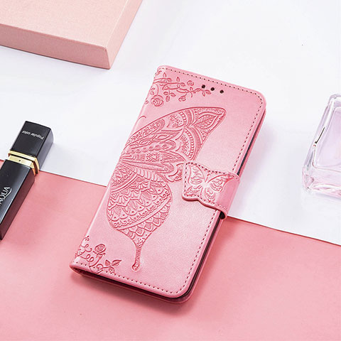 Funda de Cuero Cartera con Soporte Mariposa Carcasa L01 para Xiaomi Redmi 12C 4G Rosa Roja