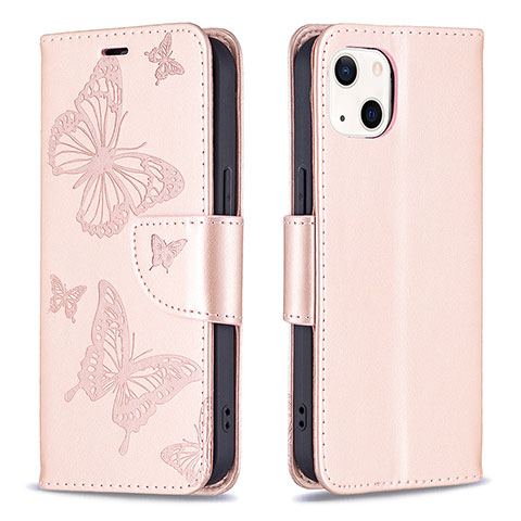 Funda de Cuero Cartera con Soporte Mariposa Carcasa L09 para Apple iPhone 13 Rosa