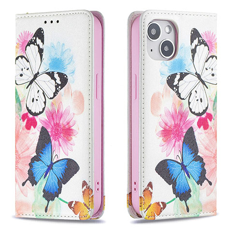 Funda de Cuero Cartera con Soporte Mariposa Carcasa para Apple iPhone 13 Mini Rosa