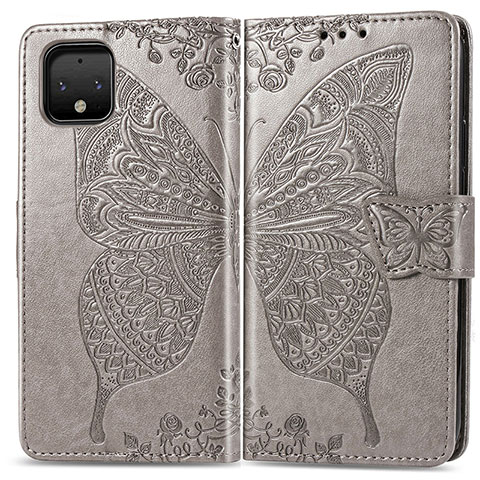 Funda de Cuero Cartera con Soporte Mariposa Carcasa para Google Pixel 4 Gris