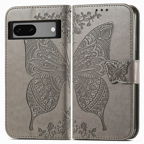 Funda de Cuero Cartera con Soporte Mariposa Carcasa para Google Pixel 7 5G Gris