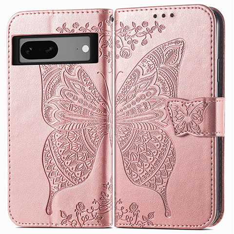 Funda de Cuero Cartera con Soporte Mariposa Carcasa para Google Pixel 7 5G Oro Rosa