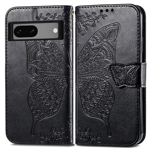 Funda de Cuero Cartera con Soporte Mariposa Carcasa para Google Pixel 7a 5G Negro