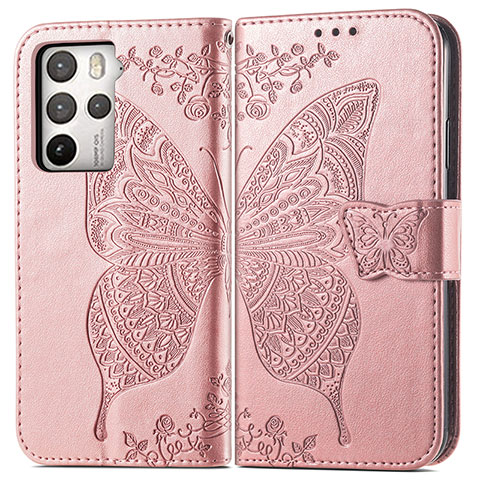 Funda de Cuero Cartera con Soporte Mariposa Carcasa para HTC U23 5G Oro Rosa