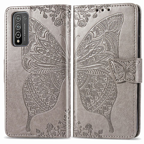 Funda de Cuero Cartera con Soporte Mariposa Carcasa para Huawei Honor 10X Lite Gris