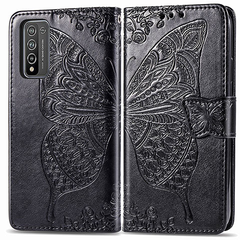 Funda de Cuero Cartera con Soporte Mariposa Carcasa para Huawei Honor 10X Lite Negro