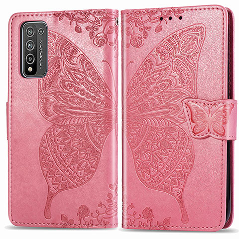 Funda de Cuero Cartera con Soporte Mariposa Carcasa para Huawei Honor 10X Lite Rosa Roja