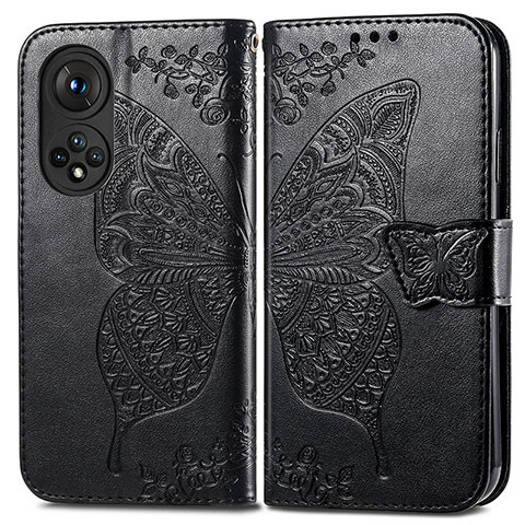 Funda de Cuero Cartera con Soporte Mariposa Carcasa para Huawei Honor 50 5G Negro