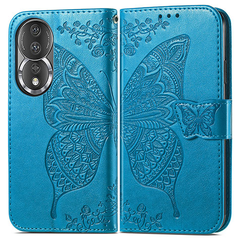 Funda de Cuero Cartera con Soporte Mariposa Carcasa para Huawei Honor 80 5G Azul