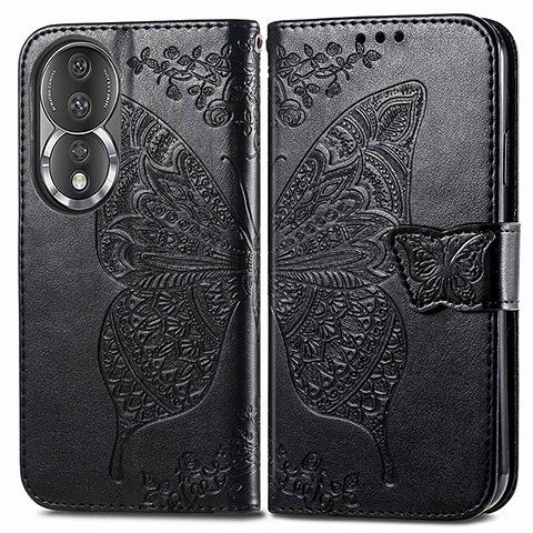 Funda de Cuero Cartera con Soporte Mariposa Carcasa para Huawei Honor 80 5G Negro