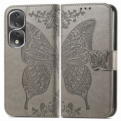 Funda de Cuero Cartera con Soporte Mariposa Carcasa para Huawei Honor 80 Pro 5G Gris