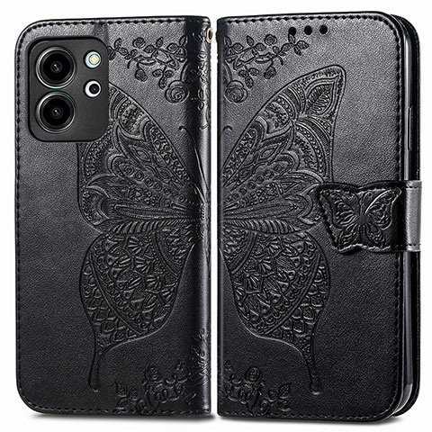 Funda de Cuero Cartera con Soporte Mariposa Carcasa para Huawei Honor 80 SE 5G Negro