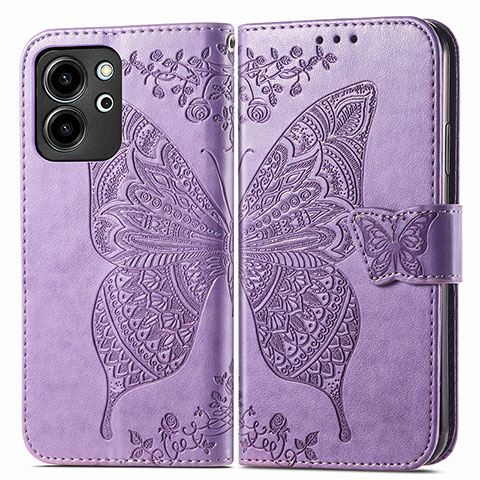 Funda de Cuero Cartera con Soporte Mariposa Carcasa para Huawei Honor 80 SE 5G Purpura Claro