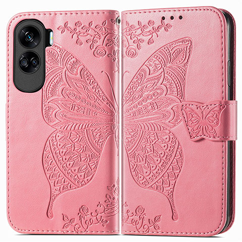 Funda de Cuero Cartera con Soporte Mariposa Carcasa para Huawei Honor 90 Lite 5G Rosa Roja