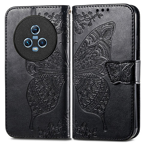 Funda de Cuero Cartera con Soporte Mariposa Carcasa para Huawei Honor Magic5 5G Negro