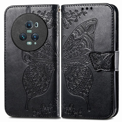 Funda de Cuero Cartera con Soporte Mariposa Carcasa para Huawei Honor Magic5 Pro 5G Negro