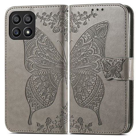 Funda de Cuero Cartera con Soporte Mariposa Carcasa para Huawei Honor X30i Gris