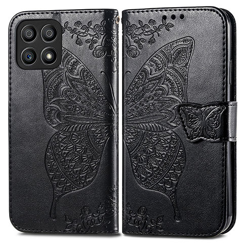 Funda de Cuero Cartera con Soporte Mariposa Carcasa para Huawei Honor X30i Negro