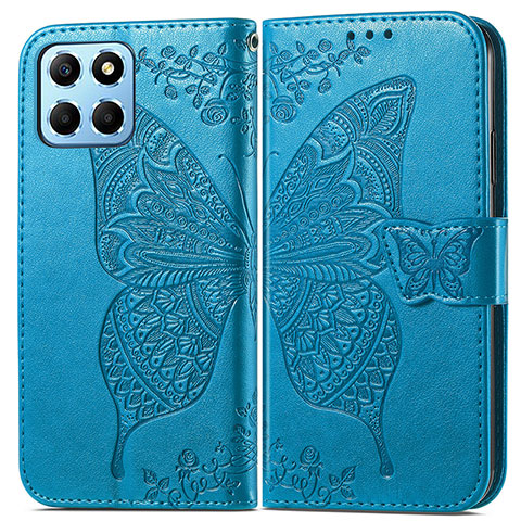 Funda de Cuero Cartera con Soporte Mariposa Carcasa para Huawei Honor X6 5G Azul