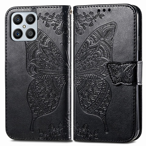 Funda de Cuero Cartera con Soporte Mariposa Carcasa para Huawei Honor X8 4G Negro