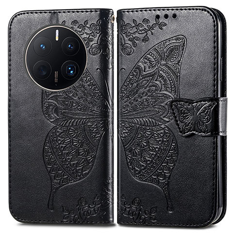 Funda de Cuero Cartera con Soporte Mariposa Carcasa para Huawei Mate 50 Pro Negro