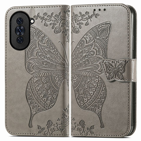 Funda de Cuero Cartera con Soporte Mariposa Carcasa para Huawei Nova 10 Gris