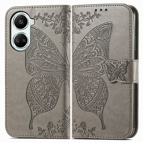 Funda de Cuero Cartera con Soporte Mariposa Carcasa para Huawei Nova 10 SE Gris